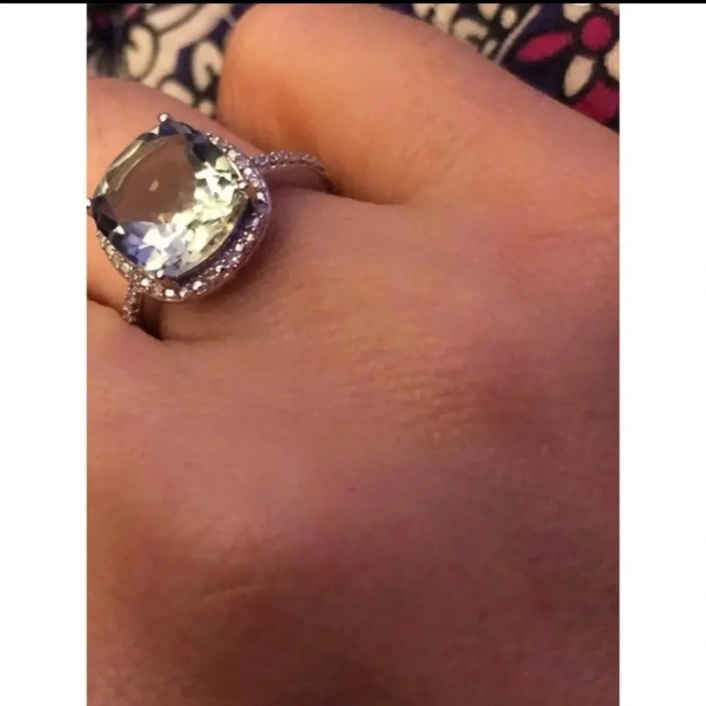 Natural Diamond Green Amethyst Ring